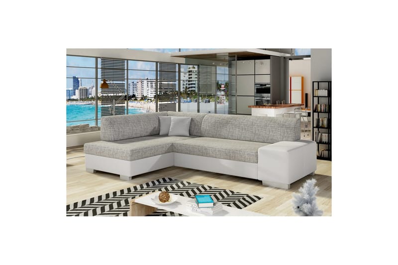 Seksjon Eltap Fabio 268x167x73 cm - Berlin 01, Soft 17, Grå, Hvit, Venstre - Møbler - Sofaer - Sovesofaer