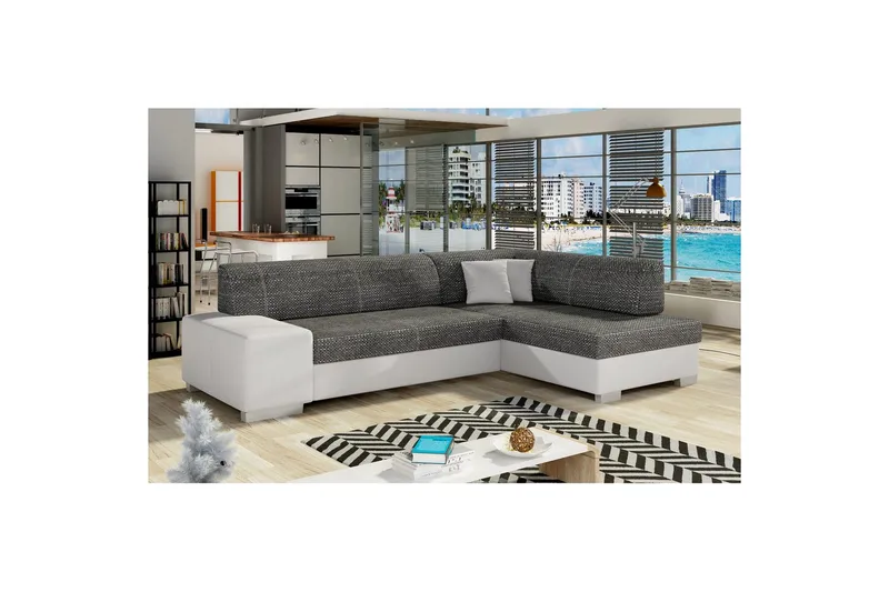 Seksjon Eltap Fabio 268x167x73 cm - Berlin 02, Soft 17, Svart, Hvit, Høyre - Møbler - Sofaer - Sovesofaer