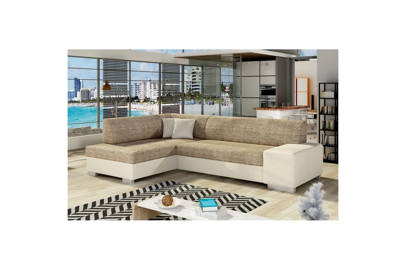 Seksjon Eltap Fabio 268x167x73 cm - Berlin 03, Soft 33, Beige, Venstre - Møbler - Sofaer - Sovesofaer
