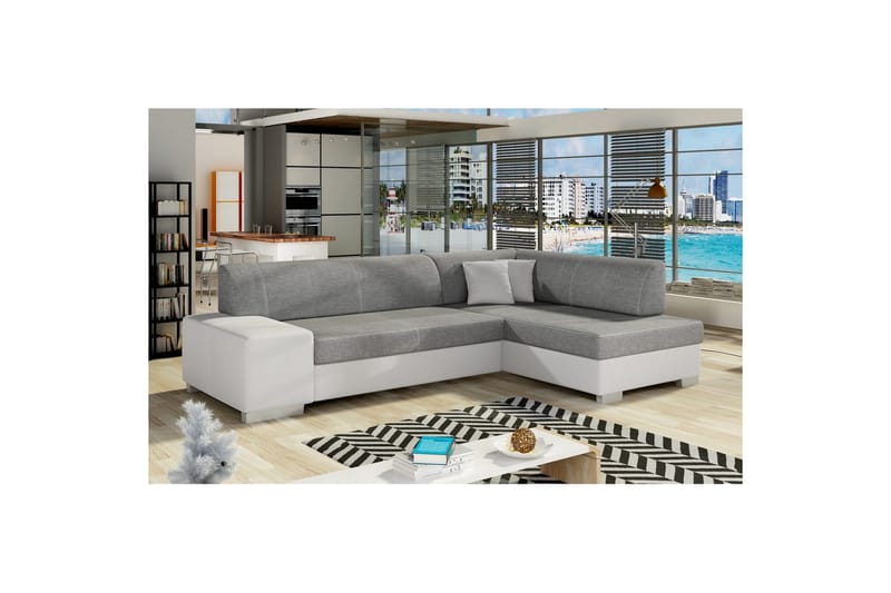 Seksjon Eltap Fabio 268x167x73 cm - Sawana 05, Soft 17, Grå, Hvit, Høyre - Møbler - Sofaer - Sovesofaer