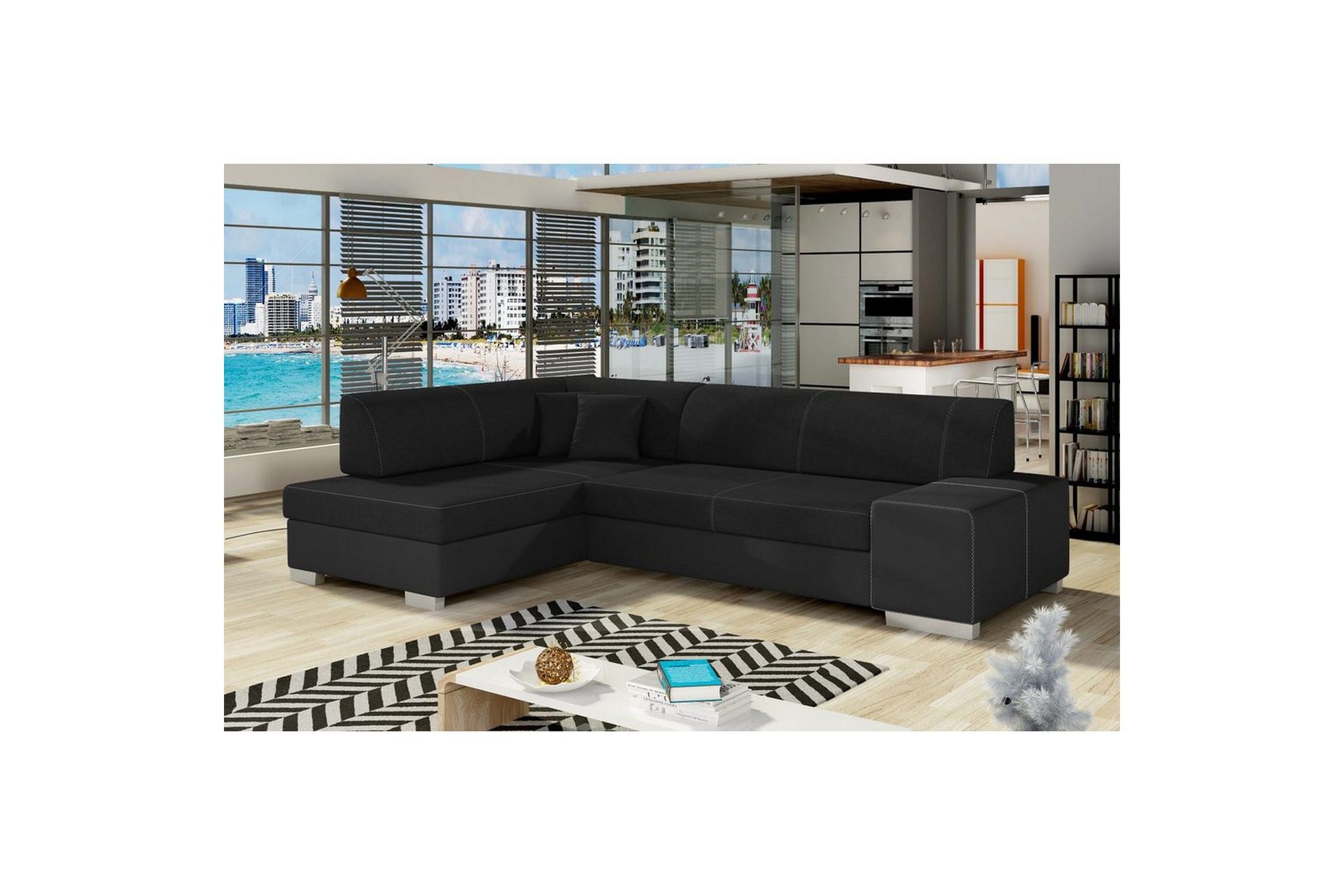 Seksjon Eltap Fabio 268x167x73 cm - Sawana 14, Soft 11, Svart, Svart, Venstre