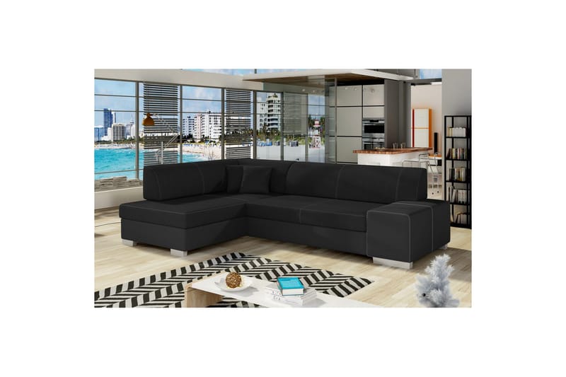 Seksjon Eltap Fabio 268x167x73 cm - Sawana 14, Soft 11, Svart, Svart, Venstre - Møbler - Sofaer - Sovesofaer