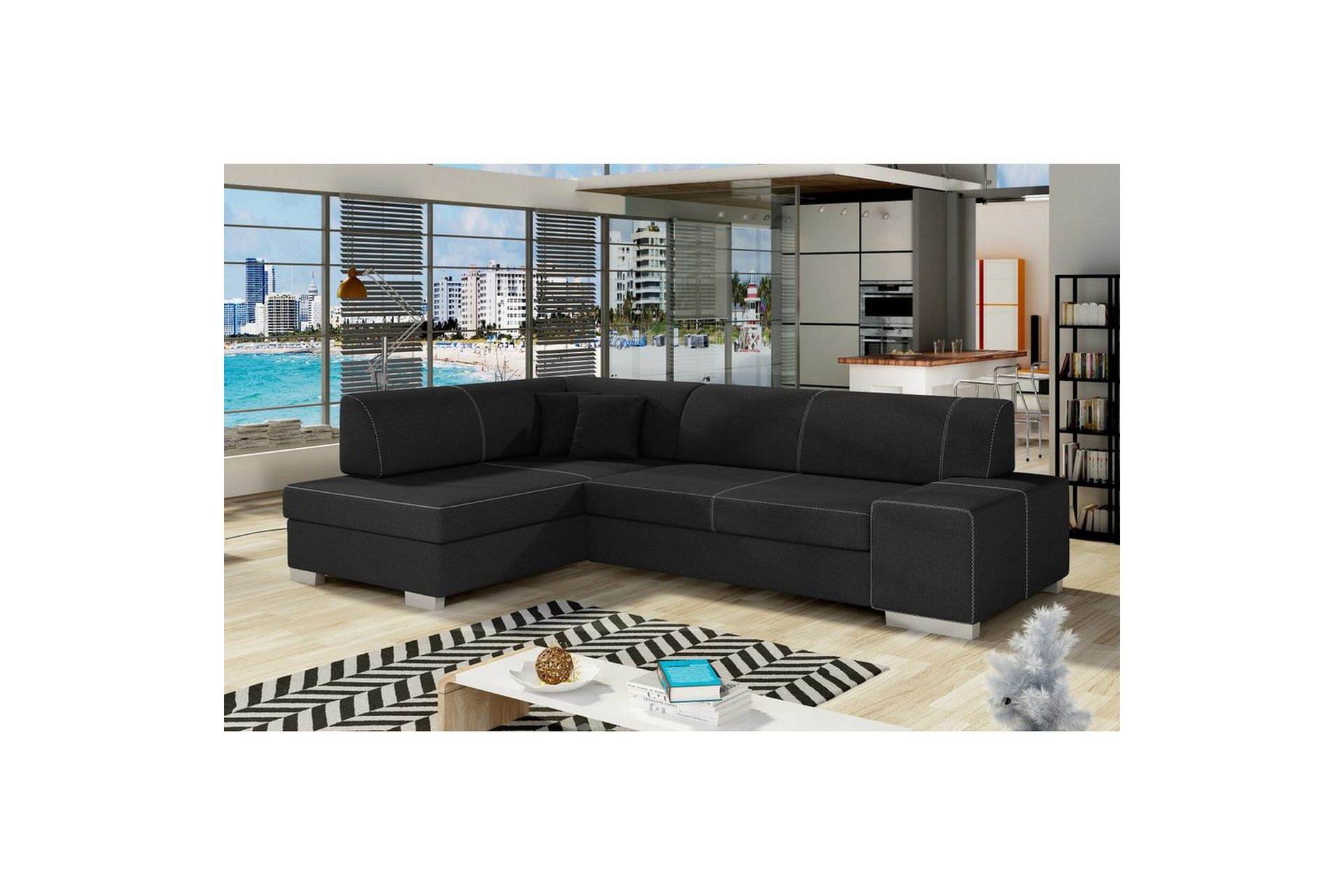 Seksjon Eltap Fabio 268x167x73 cm - Sawana 14, Svart, Venstre