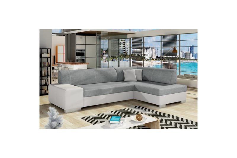 Seksjon Eltap Fabio 268x167x73 cm - Trekk 83, Myk 17, Grå, Hvit, Høyre - Møbler - Sofaer - Sovesofaer