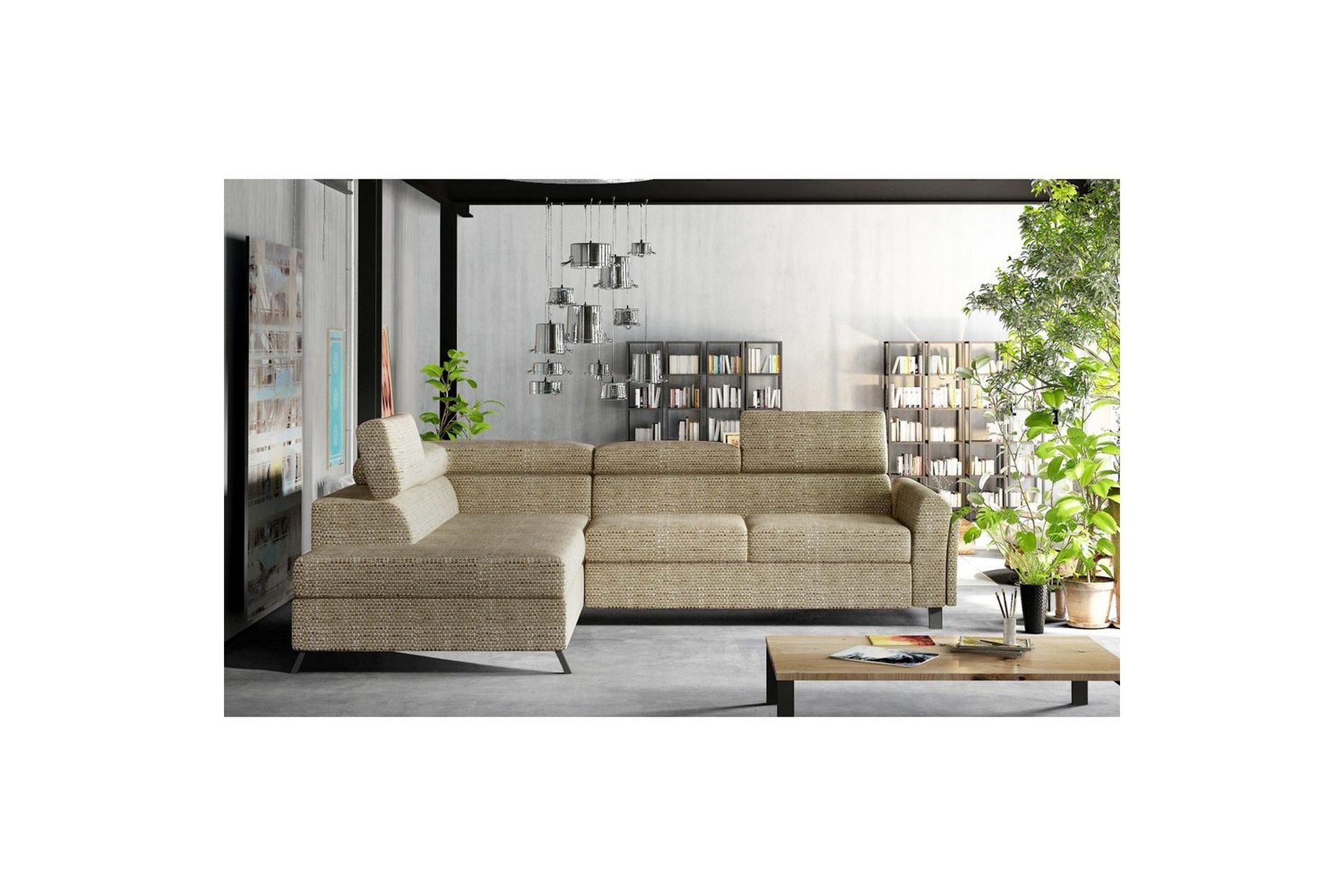 Seksjon Eltap Kairos 265x200x92 cm - Berlin 03, Beige, Venstre
