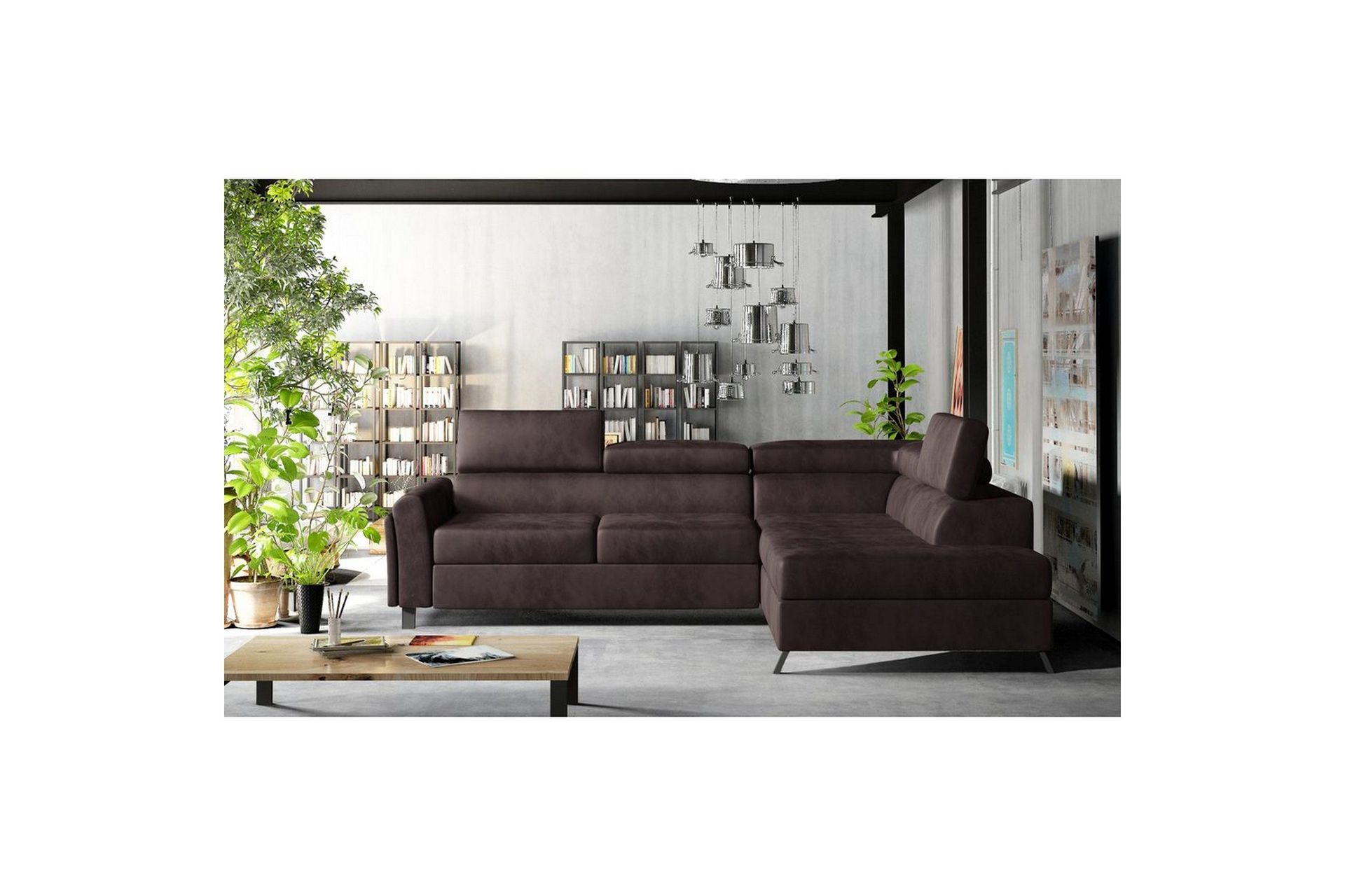 Seksjon Eltap Kairos 265x200x92 cm - Mat Velvet 29, Brun, Høyre