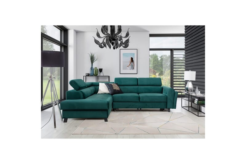 Seksjon Eltap Kairos 265x200x92 cm - Monolith 37, Grønn, Venstre - Møbler - Sofaer - Sovesofaer