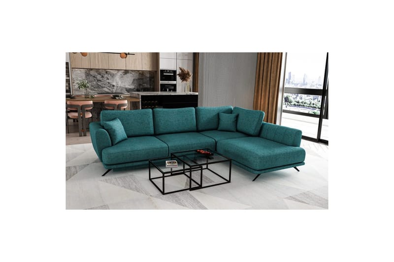 Seksjon Eltap Larde 286x191x90 cm - Borneo 38, Grønn, Høyre - Møbler - Sofaer - Sovesofaer