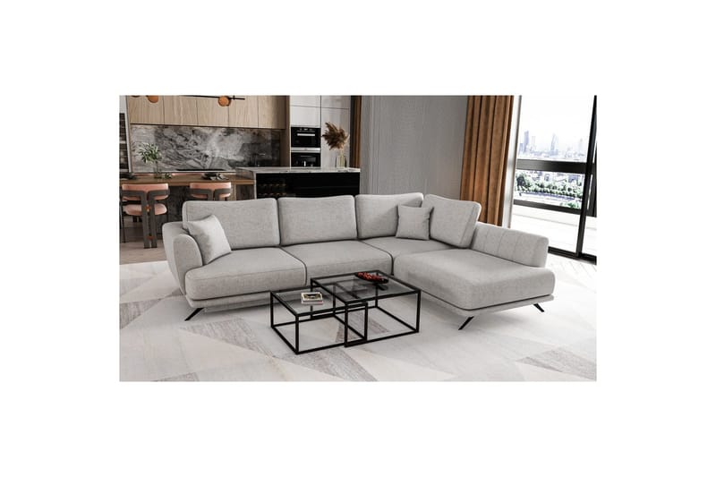 Seksjon Eltap Larde 286x191x90 cm - Borneo 4, Grå, Høyre - Møbler - Sofaer - Sovesofaer