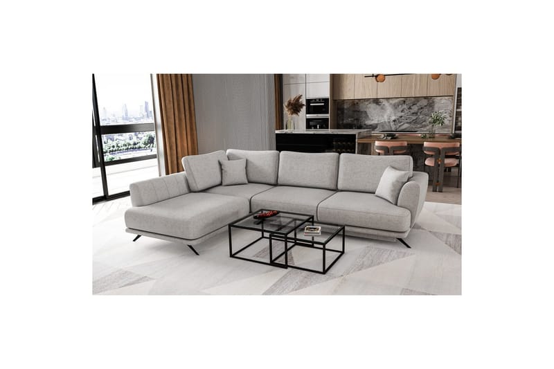 Seksjon Eltap Larde 286x191x90 cm - Borneo 4, Grå, Venstre - Møbler - Sofaer - Sovesofaer