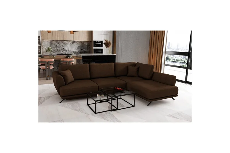 Seksjon Eltap Larde 286x191x90 cm - Flores 21, Brun, Høyre - Møbler - Sofaer - Sovesofaer