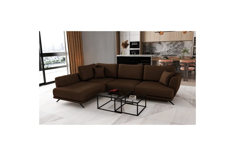 Seksjon Eltap Larde 286x191x90 cm - Flores 21, Brun, Venstre - Møbler - Sofaer - Sovesofaer