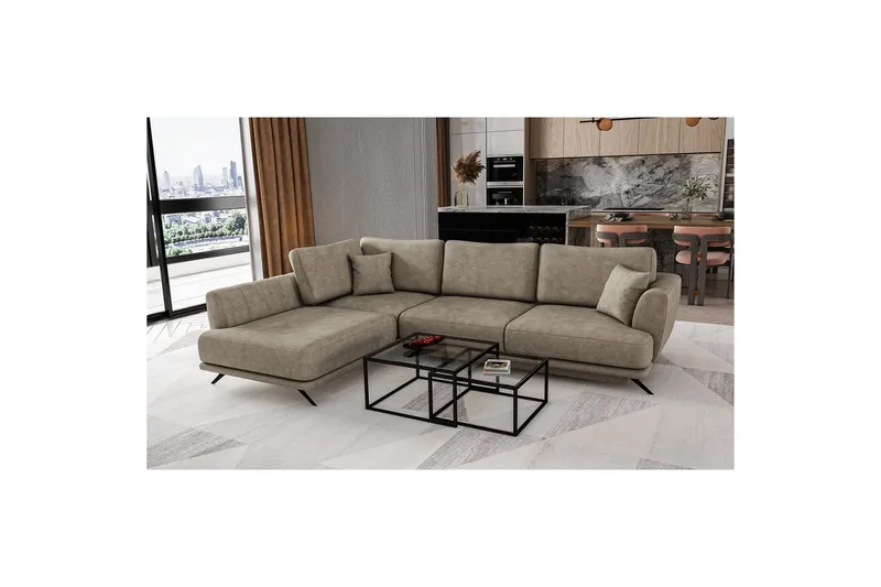 Seksjon Eltap Larde 286x191x90 cm - Leve 18, Beige, Venstre - Møbler - Sofaer - Sovesofaer