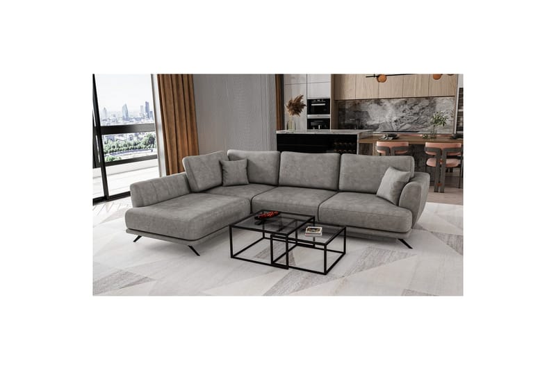 Seksjon Eltap Larde 286x191x90 cm - Leve 4, Grå, Venstre - Møbler - Sofaer - Sovesofaer