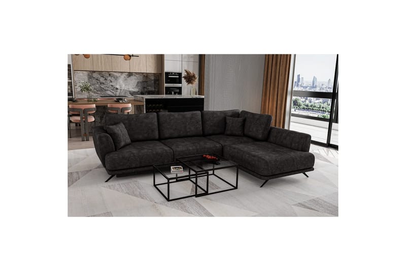 Seksjon Eltap Larde 286x191x90 cm - Leve 6, Mørk grå, Høyre - Møbler - Sofaer - Sovesofaer