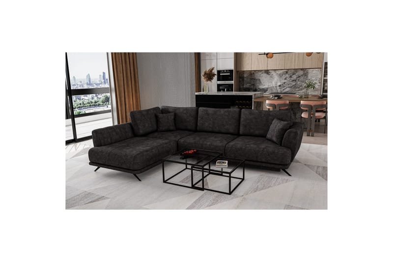 Seksjon Eltap Larde 286x191x90 cm - Leve 6, Mørk grå, Venstre - Møbler - Sofaer - Sovesofaer