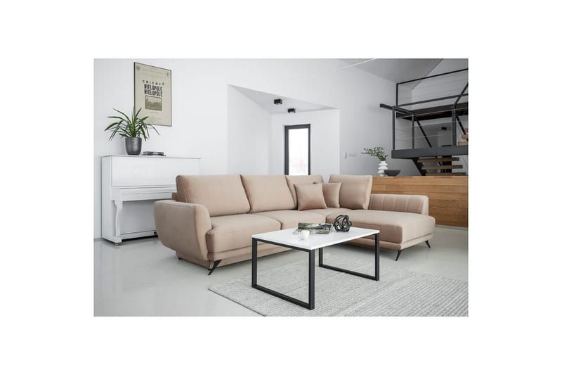 Seksjon Eltap Larde 286x191x90 cm - Loco 20, Beige, Høyre - Møbler - Sofaer - Sovesofaer