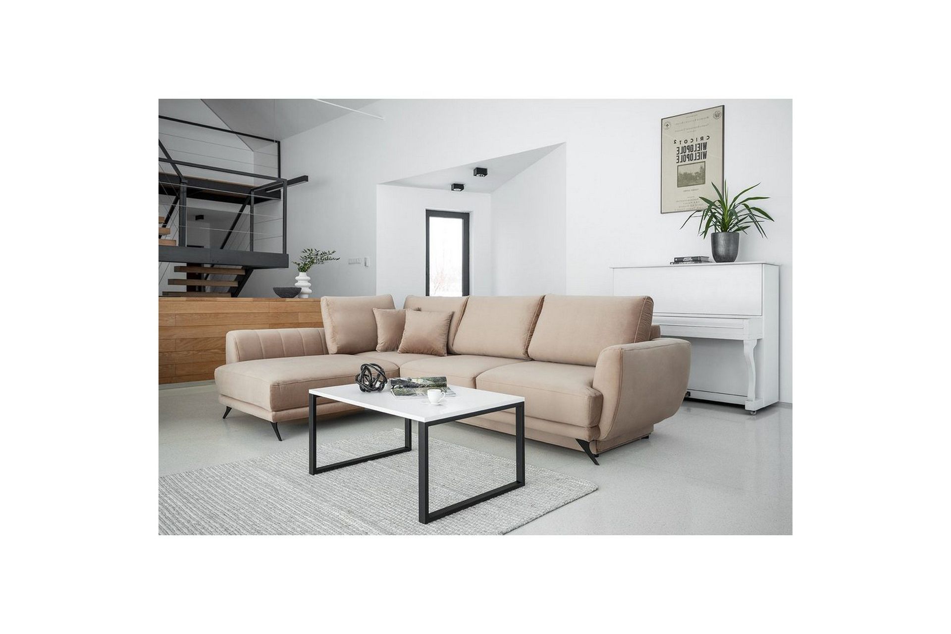 Seksjon Eltap Larde 286x191x90 cm - Loco 20, Beige, Venstre
