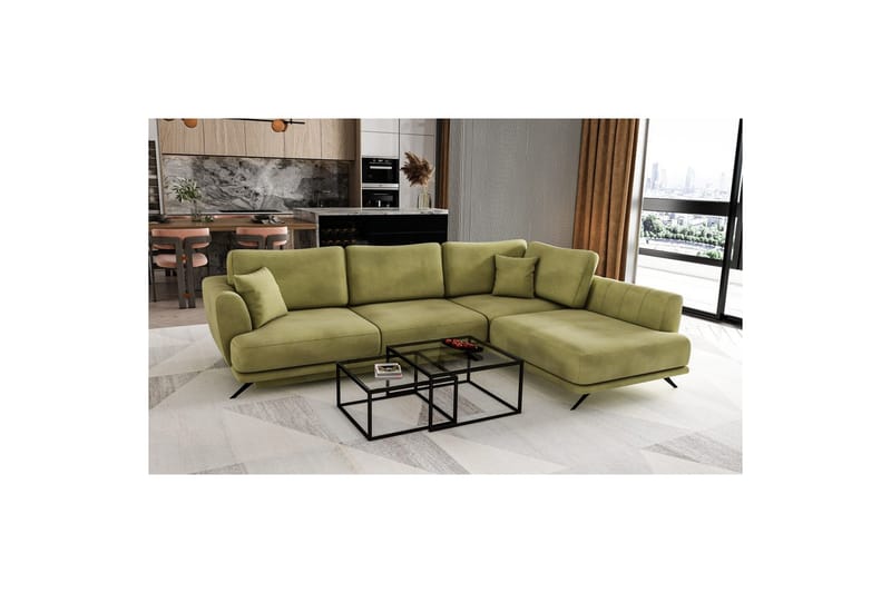 Seksjon Eltap Larde 286x191x90 cm - Loco 33, Grønn, Høyre - Møbler - Sofaer - Sovesofaer