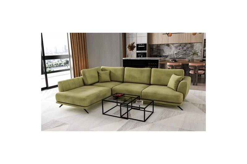 Seksjon Eltap Larde 286x191x90 cm - Loco 33, Grønn, Venstre - Møbler - Sofaer - Sovesofaer
