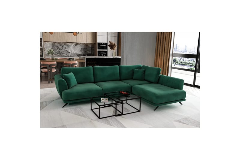 Seksjon Eltap Larde 286x191x90 cm - Loco 35, Mørk Grønn, Høyre - Møbler - Sofaer - Sovesofaer