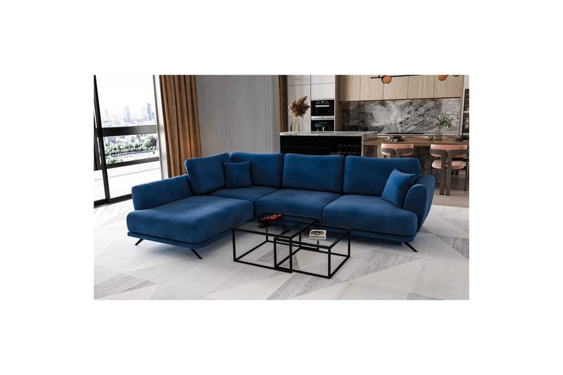 Seksjon Eltap Larde 286x191x90 cm - Loco 40, Mørk Blå, Venstre - Møbler - Sofaer - Sovesofaer
