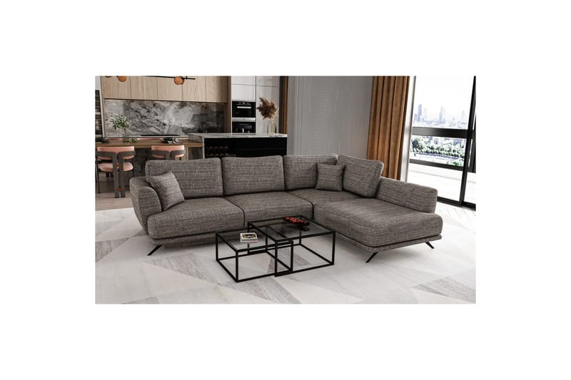 Seksjon Eltap Larde 286x191x90 cm - Marte 130, Grå, Høyre - Møbler - Sofaer - Sovesofaer