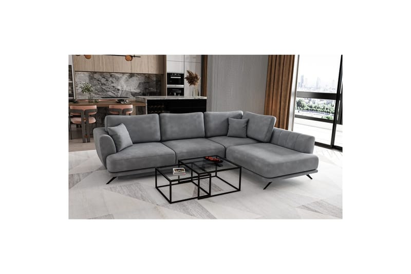 Seksjon Eltap Larde 286x191x90 cm - Nube 3, Lys Grå, Høyre - Møbler - Sofaer - Sovesofaer