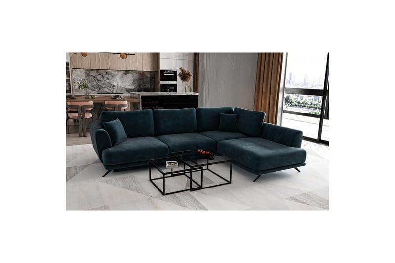Seksjon Eltap Larde 286x191x90 cm - Nube 40, Blå, Høyre - Møbler - Sofaer - Sovesofaer