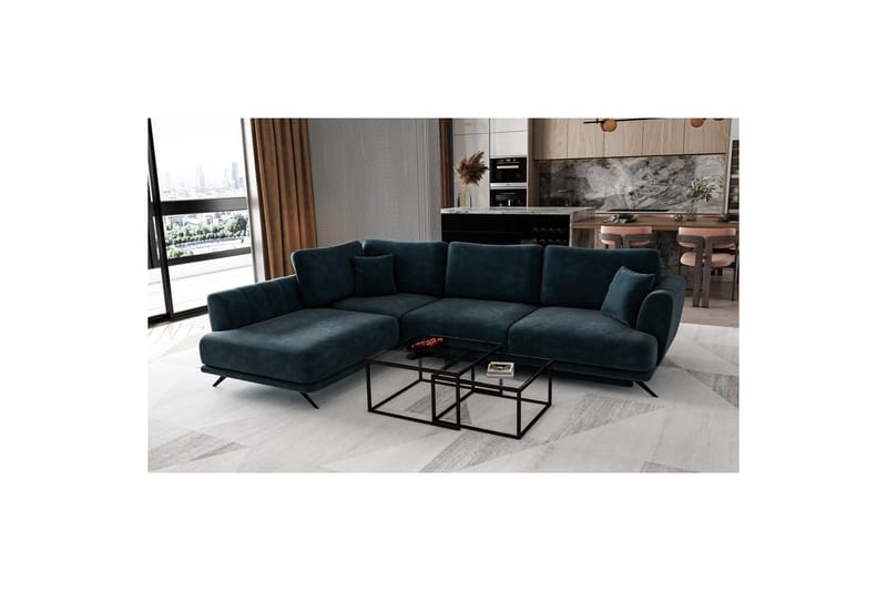 Seksjon Eltap Larde 286x191x90 cm - Nube 40, Blå, Venstre - Møbler - Sofaer - Sovesofaer