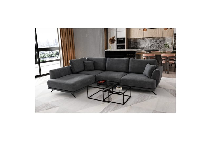 Seksjon Eltap Larde 286x191x90 cm - Nube 6, Mørkegrå, Venstre - Møbler - Sofaer - Sovesofaer