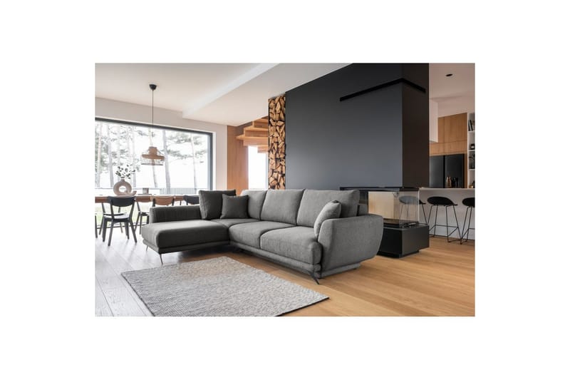 Seksjon Eltap Larde 286x191x90 cm - Roko 5, mørk grå, Venstre - Møbler - Sofaer - Sovesofaer