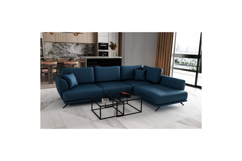 Seksjon Eltap Larde 286x191x90 cm - Savoi 40, Blå, Høyre - Møbler - Sofaer - Sovesofaer