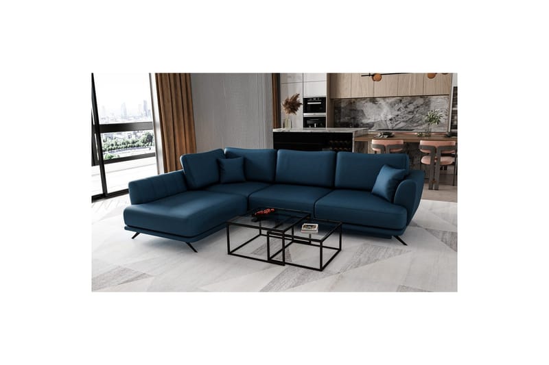 Seksjon Eltap Larde 286x191x90 cm - Savoi 40, Blå, Venstre - Møbler - Sofaer - Sovesofaer