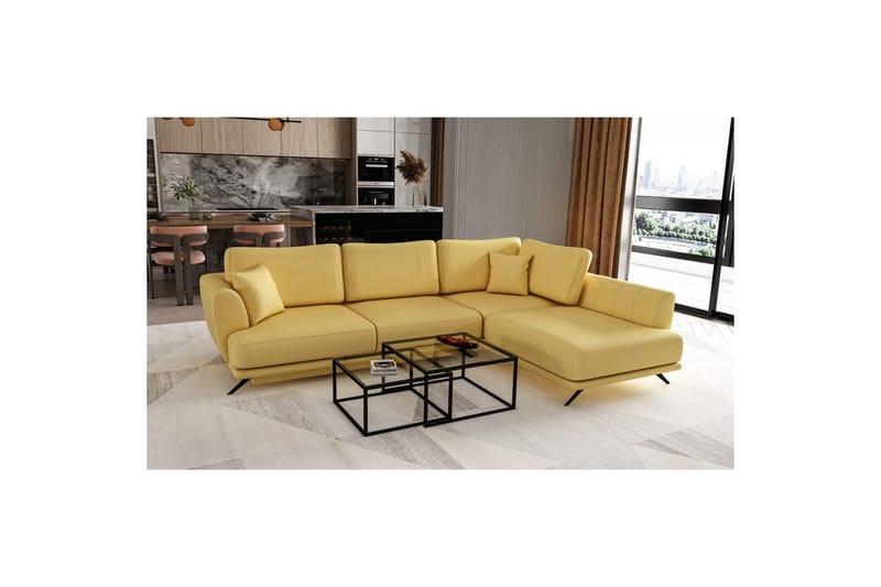 Seksjon Eltap Larde 286x191x90 cm - Savoi 45, Gul, Høyre - Møbler - Sofaer - Sovesofaer
