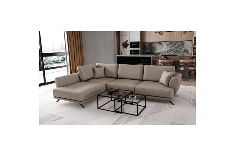 Seksjon Eltap Larde 286x191x90 cm - Savoi 7, Beige, Venstre - Møbler - Sofaer - Sovesofaer