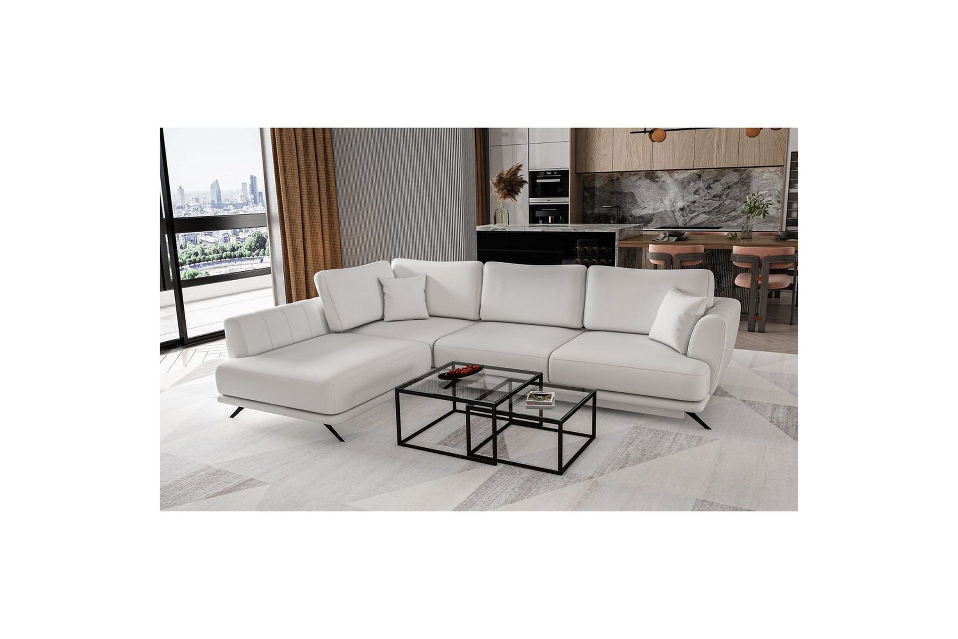 Seksjon Eltap Larde 286x191x90 cm - Softis 17, Venstre