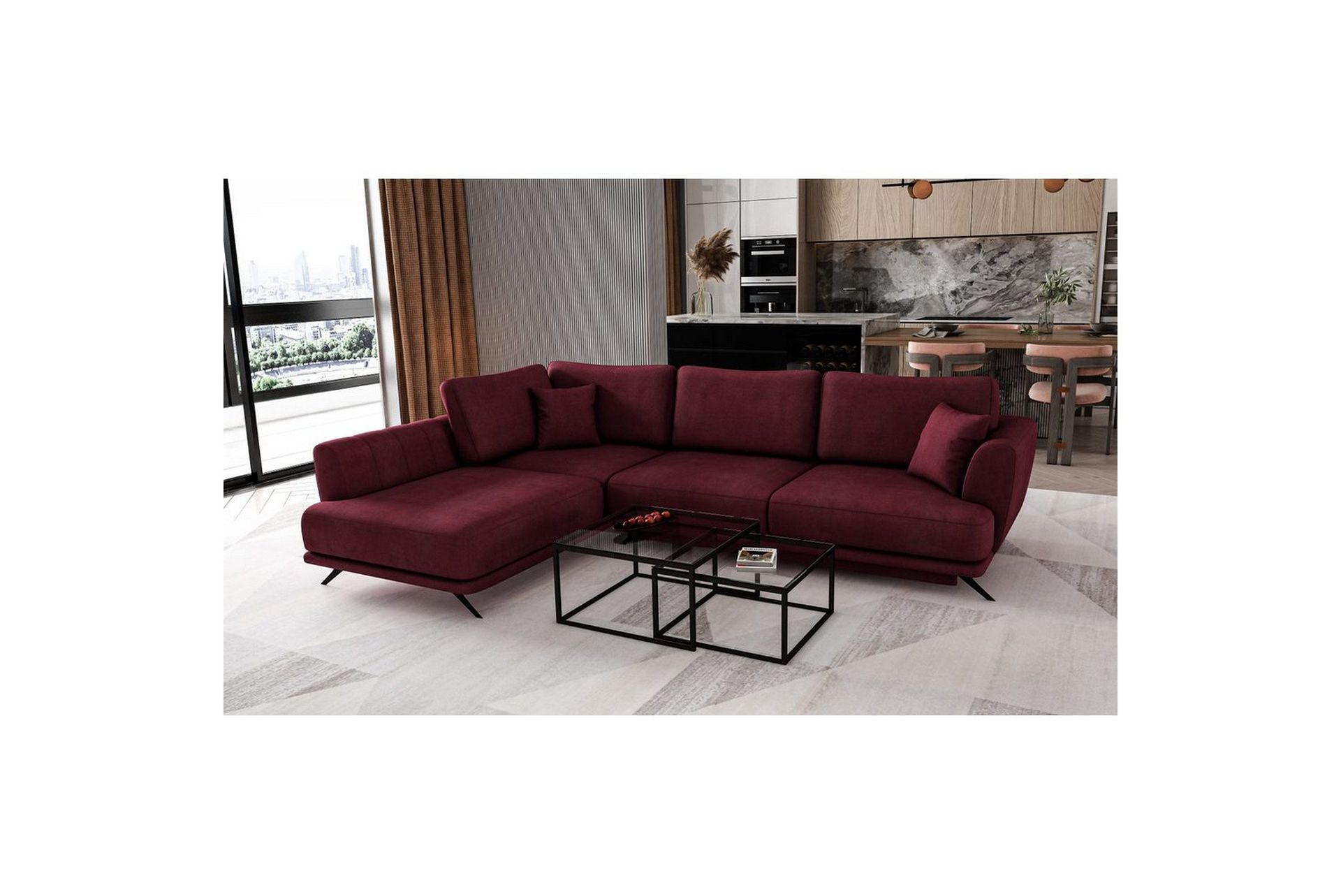 Seksjon Eltap Larde 286x191x90 cm - Velvetmat 25, Venstre