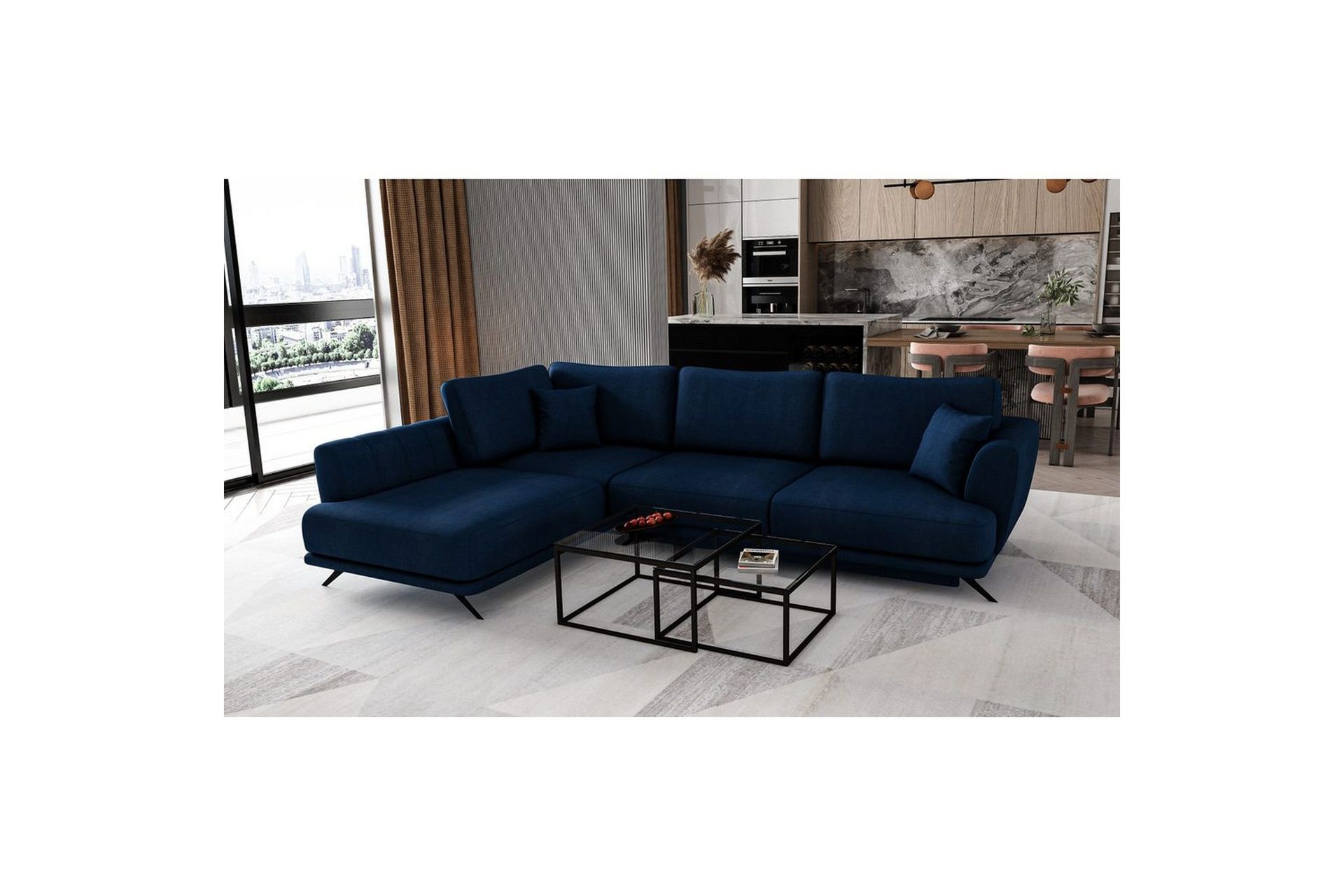 Seksjon Eltap Larde 286x191x90 cm - Velvetmat 40, Venstre