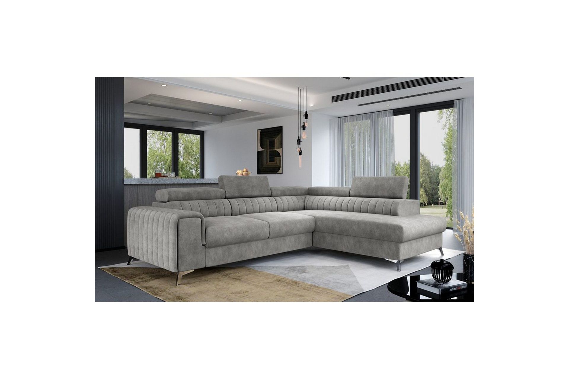 Seksjon Eltap Laurence 278x205x92 cm - Dora 90, Grå, Høyre