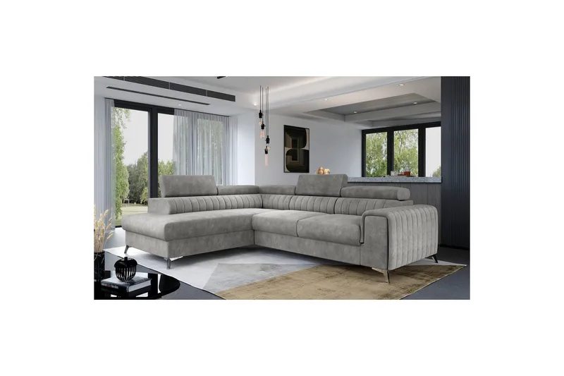 Seksjon Eltap Laurence 278x205x92 cm - Dora 90, Grå, Venstre - Møbler - Sofaer - Sovesofaer
