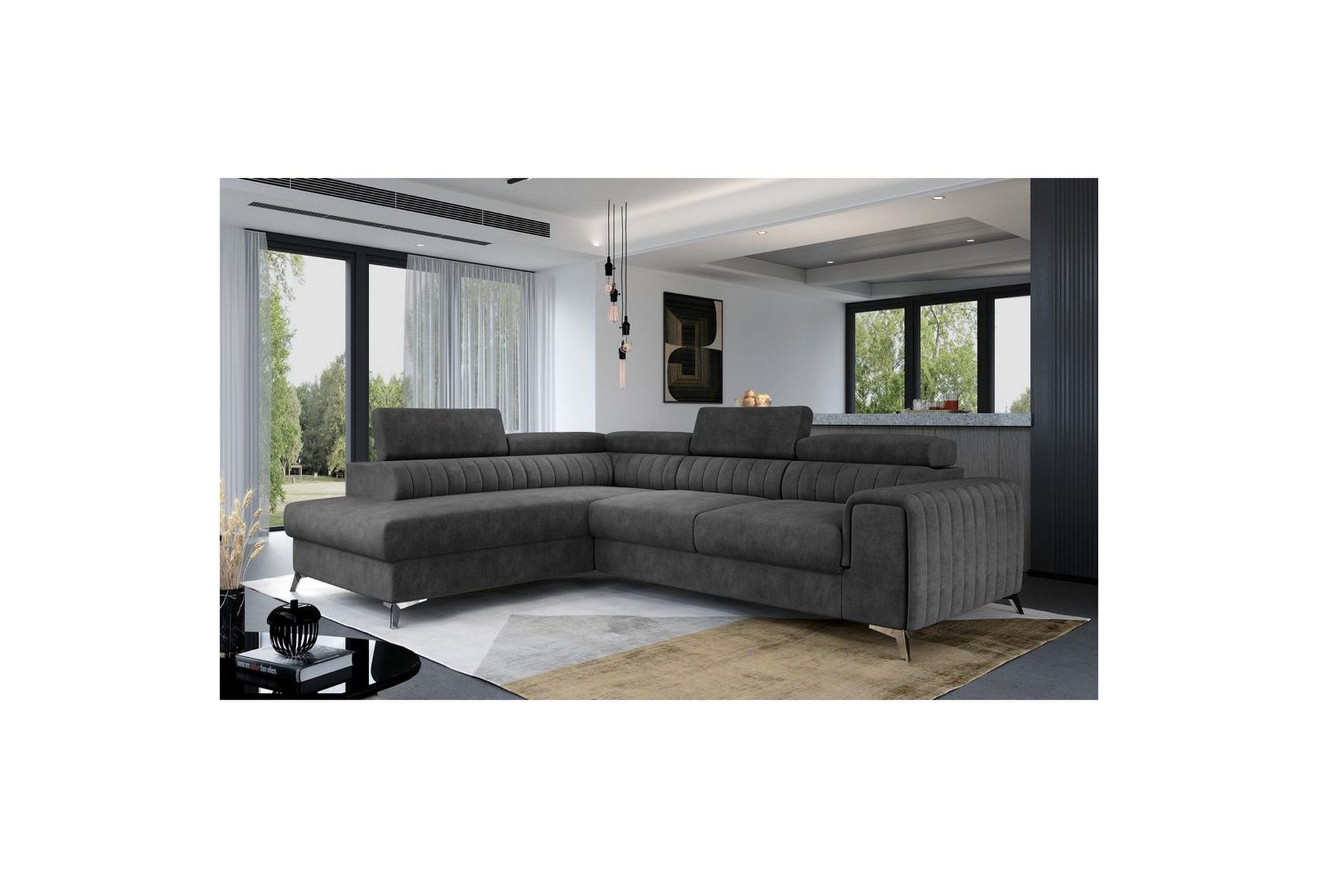 Seksjon Eltap Laurence 278x205x92 cm - Dora 96, Svart, Venstre