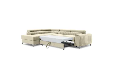 Seksjon Eltap Laurence 278x205x92 cm - Monolith 04, Lys Beige, Høyre - Møbler - Sofaer - Sovesofaer