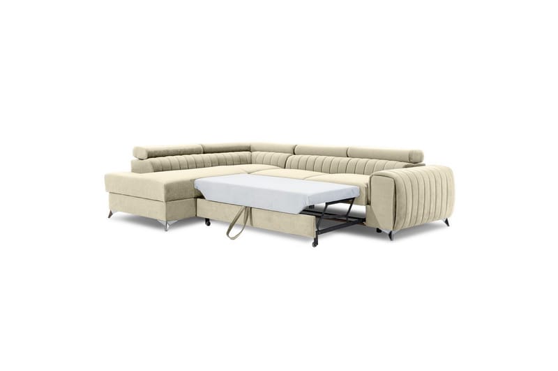 Seksjon Eltap Laurence 278x205x92 cm - Monolith 04, Lys Beige, Venstre - Møbler - Sofaer - Sovesofaer