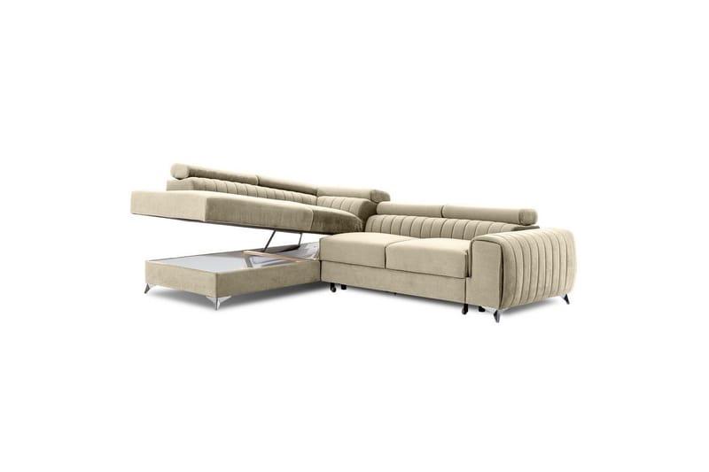 Seksjon Eltap Laurence 278x205x92 cm - Monolith 04, Lys Beige, Venstre - Møbler - Sofaer - Sovesofaer