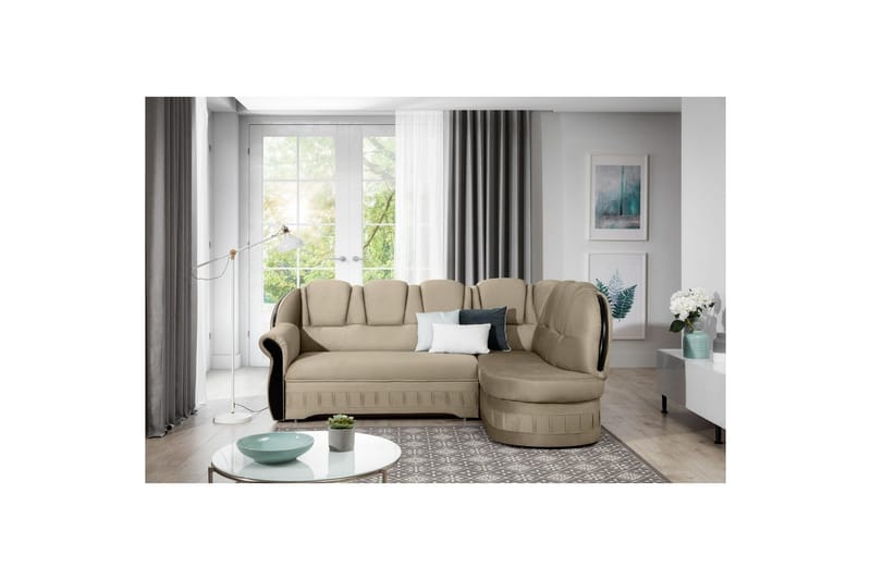 Seksjon Eltap Lord 243x180x112 cm - Monolith 09, Mørk Beige, Høyre - Møbler - Sofaer - Sovesofaer