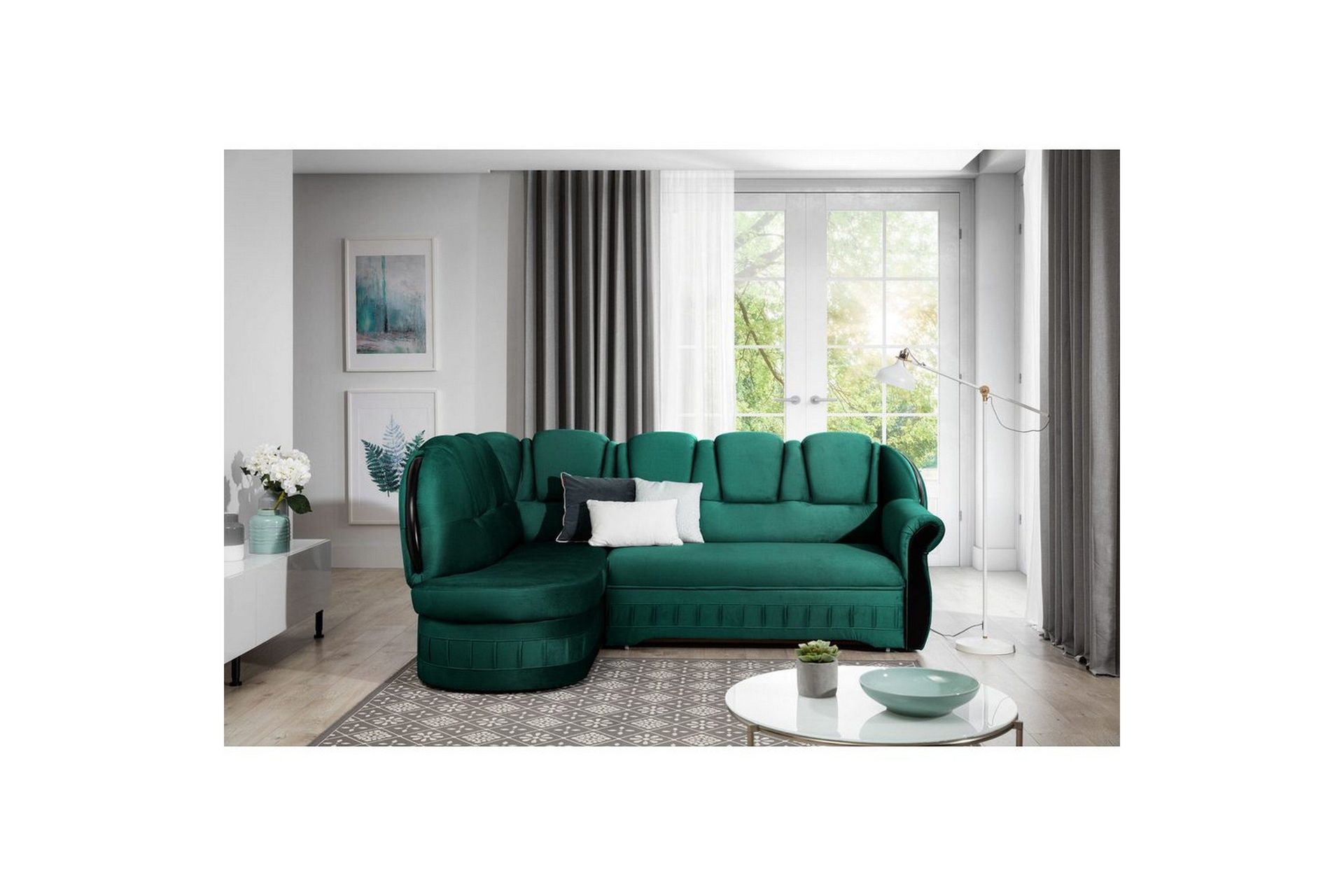 Seksjon Eltap Lord 243x180x112 cm - Nube 35, Grønn, Venstre
