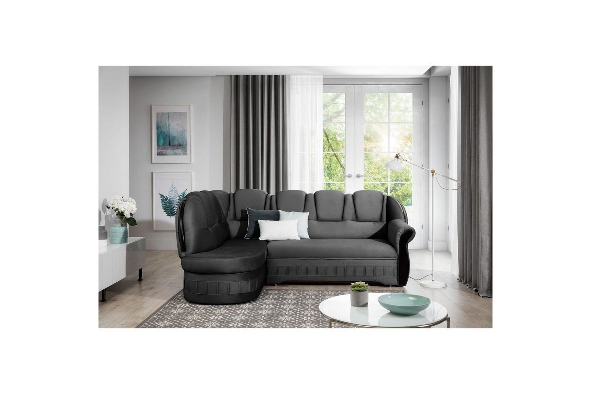 Seksjon Eltap Lord 243x180x112 cm - Nube 6, Mørk Grå, Venstre