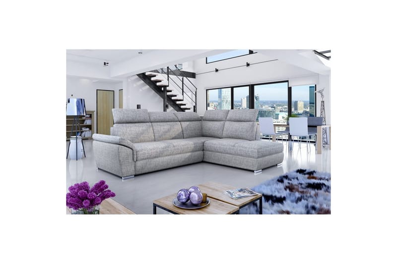 Seksjon Eltap Loreto 260x210x102 cm - Berlin 01, Grå, Høyre - Møbler - Sofaer - Sovesofaer