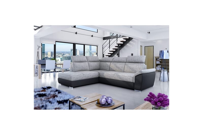 Seksjon Eltap Loreto 260x210x102 cm - Berlin 01, Soft 11, Grå, Svart, Venstre - Møbler - Sofaer - Sovesofaer